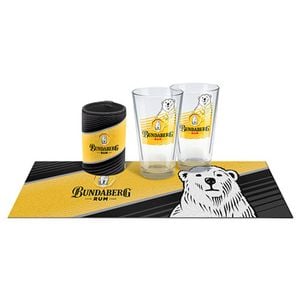 Bundy Bundaberg Rum Bar Runner Glasses Cooler Essentials Gift Pack