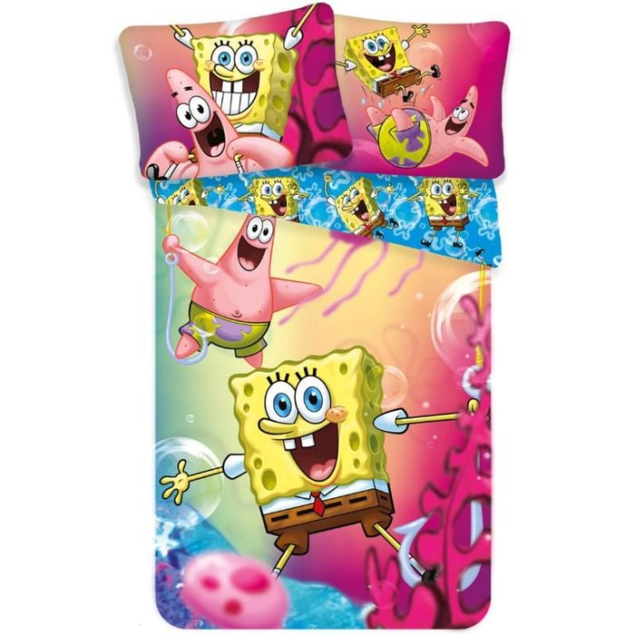 Spongebob Squarepants Bubbles Kids Cotton Quilt Cover Set - Single Bed Size