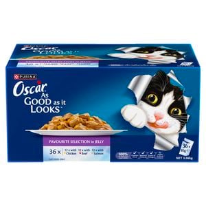 OSCAR 36 x 85g Favourites Selection in Jelly Adult Wet Cat Food