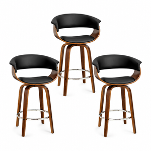 Artiss Bar Stools Set of 3 Kitchen Wooden Bar Stool Dining Chair Swivel 65cm