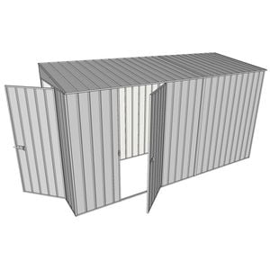 Build-A-Shed 1.2 x 3.7 x 2.0m Tunnel Shed Tunnel Hinged Door with 1 Hinged Side Door - Zinc