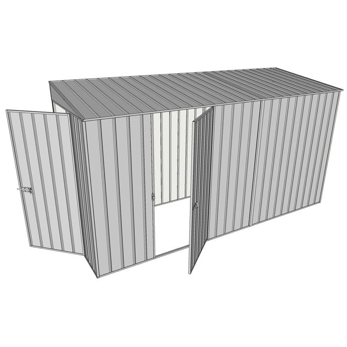 Build-A-Shed 1.2 x 3.7 x 2.0m Tunnel Shed Tunnel Hinged Door with 1 Hinged Side Door - Zinc