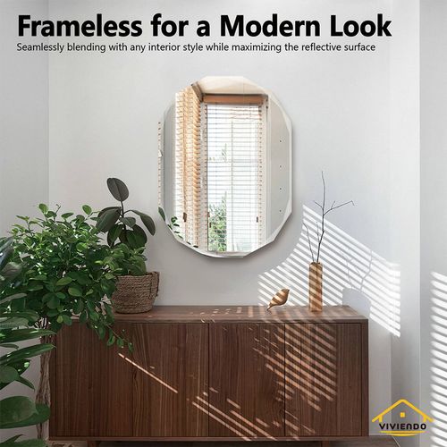 Viviendo Crystalline Mirror 70x90cm Beveled Edge Wall Mirrors Frameless ...