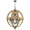 Telbix Florin Industrial Pendant Hanging Lamp Light Glass Wood Metal Clear Wood Iron