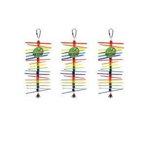YES4PETS 3 x Hanging Swing Bird Parrot Parakeet Cockatiel Budgie Toy With Bells