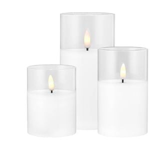 3pc Maxwell & Williams Let's Get Lit Led Flameless Wax Candles Set Clear