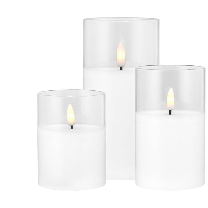 3pc Maxwell & Williams Let's Get Lit Led Flameless Wax Candles Set Clear