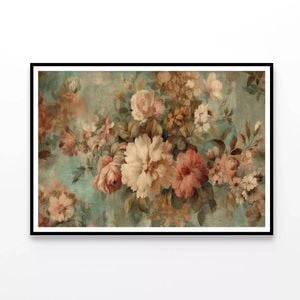 Vintage Floral Wallpaper   Print 100% Australian Made 120x90cm  (Poster)