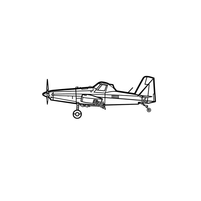 Ignite Laser Air Tractor 502A - Rugged Agricultural Workhorse Silhouette Metal Wall Art Coated Black 15.7 inch - 40 cm