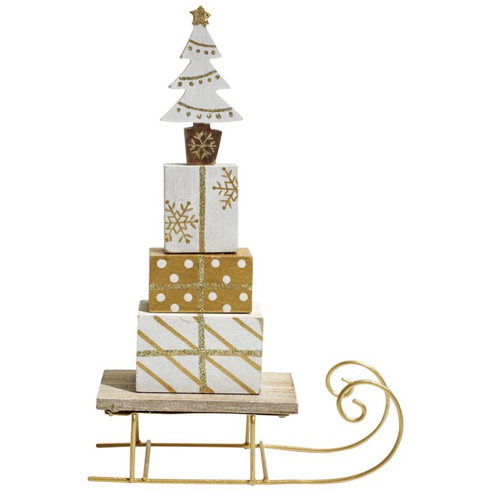 LVD Metal Sleigh Xmas Present Stack Christmas Home/Room Decoration 21cm