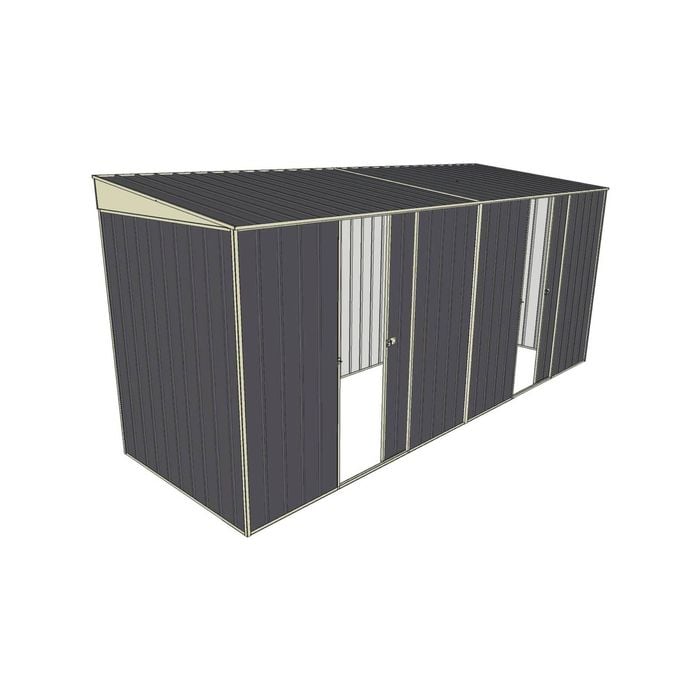 Build-a-Shed 1.5 x 4.5 x 2m Dual Single Sliding Side Door Skillion Shed - Grey