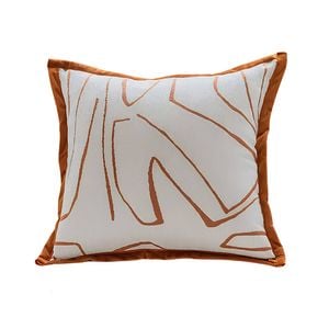 Anyhouz Pillowcase White With Orange Abstract Line Print Decorative Cushion Cover