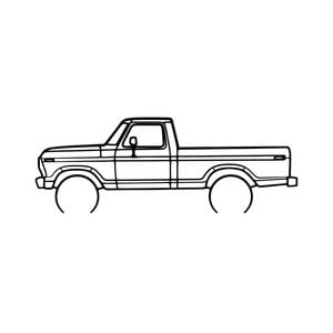 Ignite Laser Ford 1978 F100 Silhouette Metal Wall Art Coated Black 15.7inch/40cm