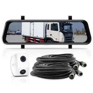 Elinz K Series 9.6" Full Screen Display Mirror Monitor Dual Lens Ahd 1080p Reversing Camera 10m Cable