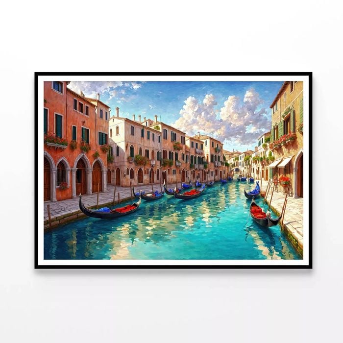 Lake with Boats, Buildings  Print 100% Australian Made 90x60cm  (Poster)
