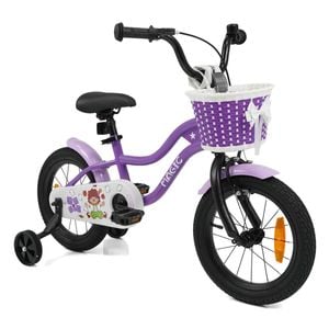 Costway 35cm Kid Dual Brake Bike Training Wheel Adjustable Purple