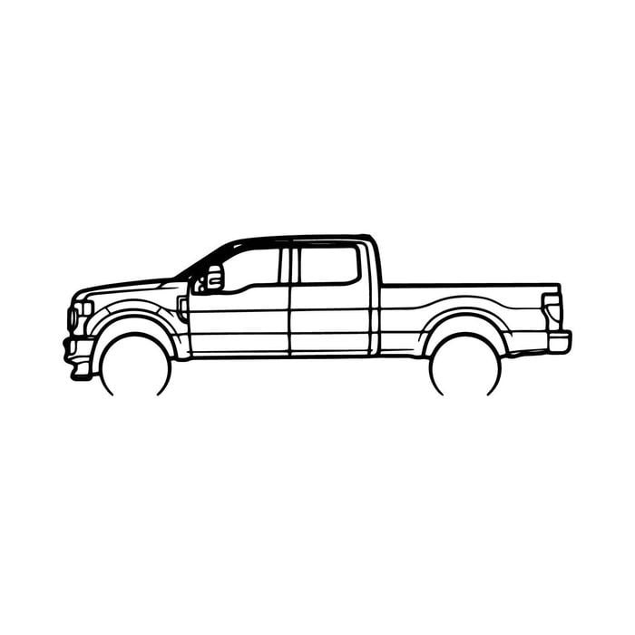Ignite Laser Ford 2022 F 250 Superduty Silhouette Metal Wall Art Rustic Metal 47inch/120cm