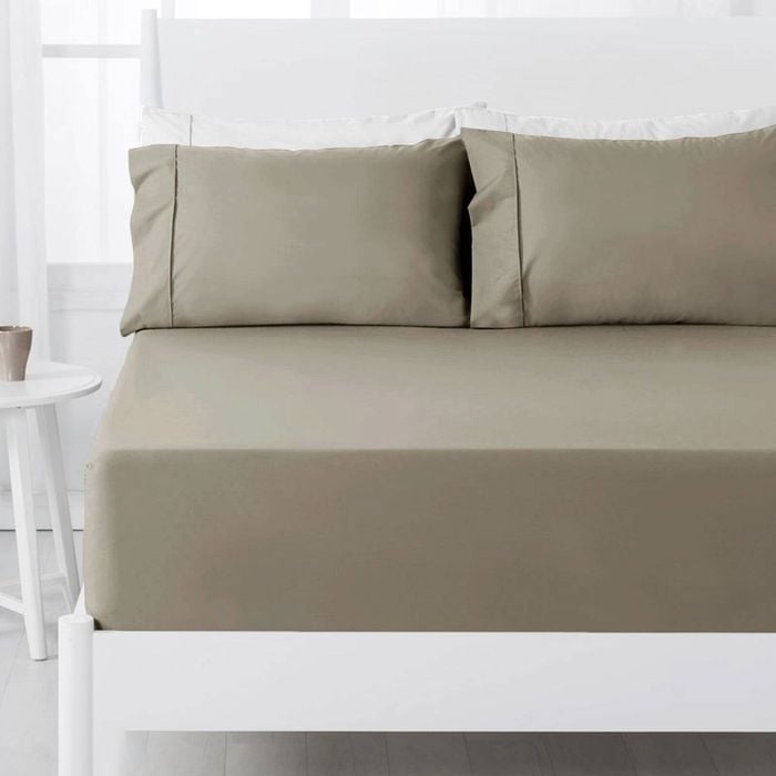Hotel Living 250TC Polyester Cotton Fitted Sheet Set Single Latte