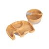 Tiny Dining Children's Bamboo Suction Elephant Plate, Bowl, Spoon with Suction Cups Set - Grey