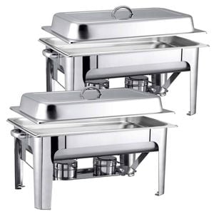 SOGA 2 Pack Chafing Dish Single Pan 9L Stainless Steel Food Warmer