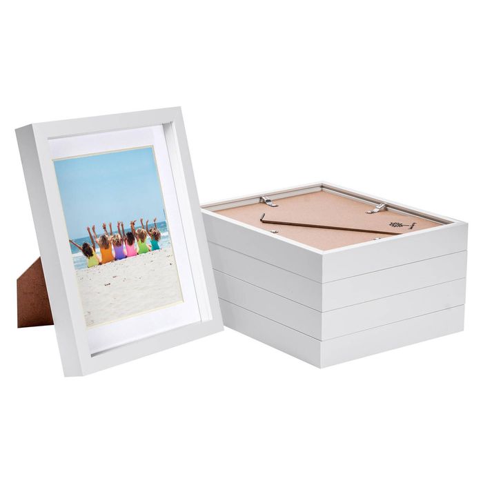 Nicola Spring 8" x 10" White 3D Box Photo Frames - 5" x 7" Mount - Pack of 5