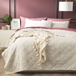 Renee Taylor Attwood Vt Stone Washed Cotton Quilted Coverlet Set Super King Dove