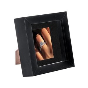 Nicola Spring 4 x 4 3D Shadow Box Photo Frame - Craft Display Picture Frame with 2 x 2 Mount - Glass Aperture - Black