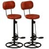 vidaXL Bar Stools 2 pcs Black and Brown Real Goat Leather
