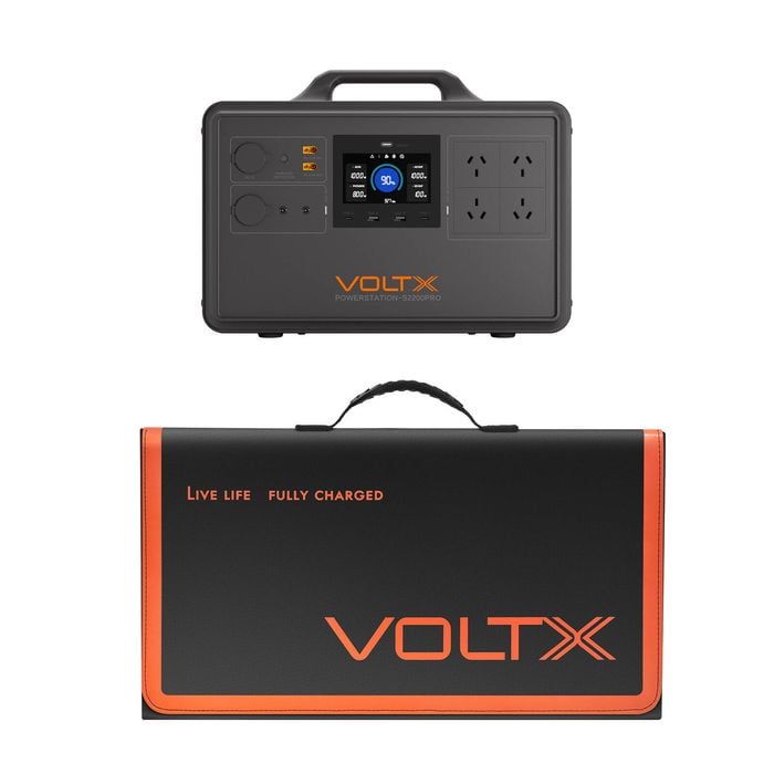 Voltx 2400w 2240wh Portable Power Station + 100w Foldable Solar Panel – Camping, Rv & Emergency Backup Power Kit