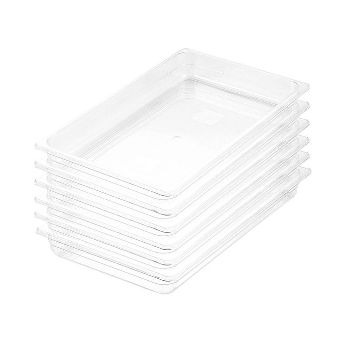 SOGA 1/1 GN Polycarbonate Food Pan 65mm Clear 6 Pack