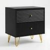 Sarantino Diego Bedside Table Night Stand with 2 Drawers - Black
