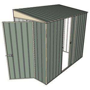 Build-A-Shed 1.2 x 2.3 x 2.0m Skillion Single Sliding Side Door Shed - Green
