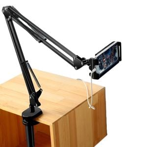 360° Rotation Desktop Bracket for Tablets & Phones - High-Quality Aluminum Alloy - Hanging Black 2