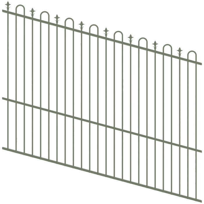 ProtectorAl 1201 - 2400 x 1800mm Pale Eucalypt Raked Up to 15º Loop And Spear Top Pool Fence Panel