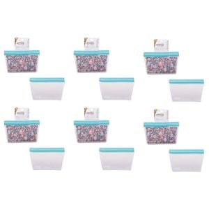 6PK Appetito 2 Cup/500ml Reusable Fridge/Freezer Stand-Up Bag Blue