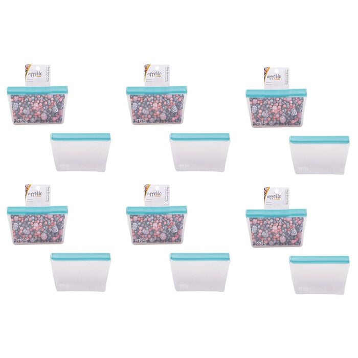 6PK Appetito 2 Cup/500ml Reusable Fridge/Freezer Stand-Up Bag Blue