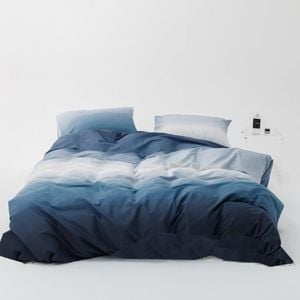 Blue Ombre 100% Cotton Quilt Cover Set - Double Size