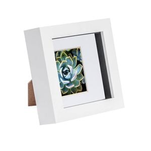 Nicola Spring 4 X 4 3d Shadow Box Photo Frame - Craft Display Picture Frame With 2 X 2 Mount - Glass Aperture - White