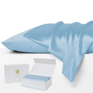 Luxor Crown SKY BLUE Set of 2 Mulberry Silk Pillowcases
