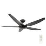 Brilliant 142cm Matte Black Large Panama Indoor Outdoor ABS Ceiling Fan With Remote