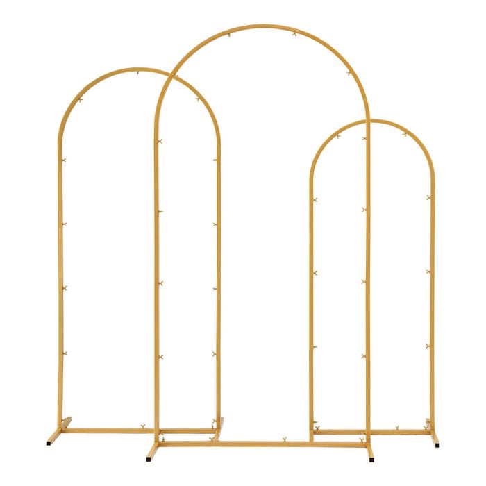Wedding Arch Backdrop Stand Set of 3 Gold Metal Wedding Arched Frame