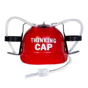 MDI Drinking Party Hat Beer Helmet Drink Dispenser Thinking Cap 31x27cm Red