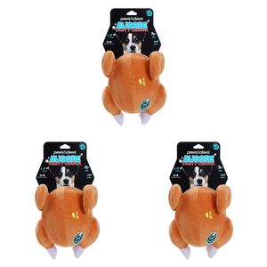 3x Pawsnclaws 24cm Aussie Legends Roast Chook w/ Squeaker Dog/Pet Toy Brown