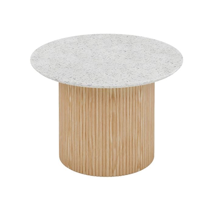 Modern Furniture BLANCHE Side Table 60cm - Terrazzo Stone