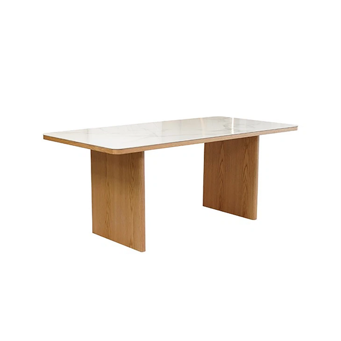 HomeStar Marve Rectangular Sintered Stone Marble Looking Kitchen Dining 180cm White/Natural
