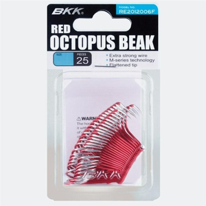 BKK Octopus Red Beak Bait Fishing Hook 25 Bulk Pack 1/0