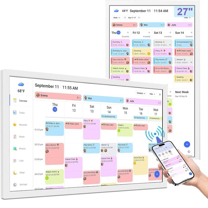 FOHOA 27 Inch Smart Digital Calendar with Full HD Touch Screen Display and Wall Mount