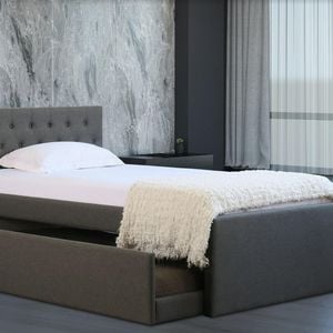 Istyle Norman King Single Trundle Storage Bed Frame Fabric Grey