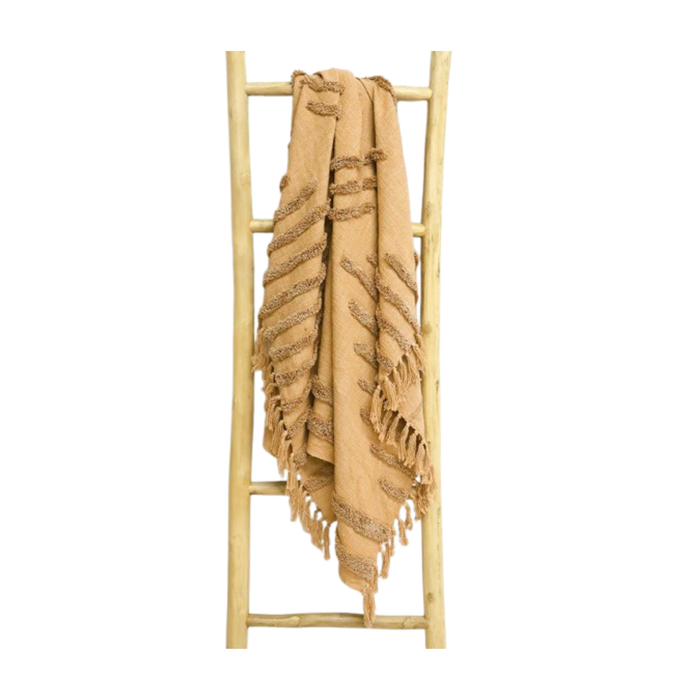 Luxurious Byblos Throw Blanket With Embroidery In Terracotta Pink