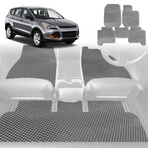 6D Diamond Car Floor Mats for Ford Escape 2013-2019-Full Set-Grey-Outback GT